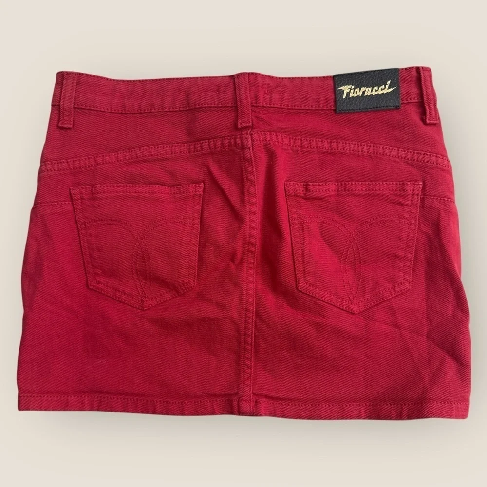 Fiorucci | Red Denim Mini Skirt | Size 26 | NWT